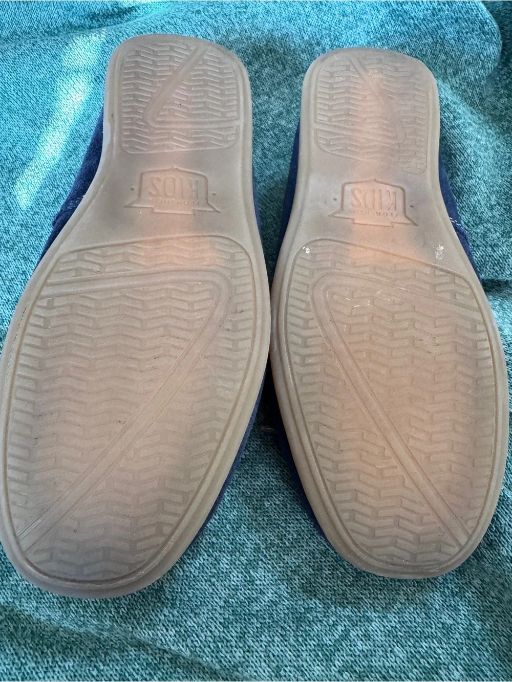 Florsheim Little Kids Navy Suede Moccasin Loafers with Tan Laces Size 1M